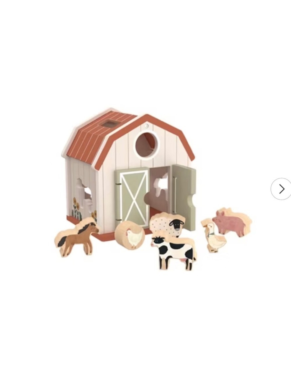 Freniland 7-Piece Wooden Farm Playset for Toddlers with Barn